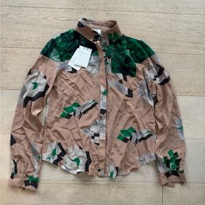 NWT Ports 1961 multi silk button down blouse top Womens 10